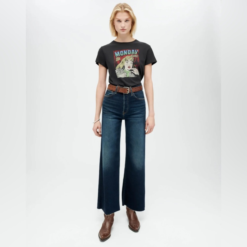 RE/DONE Denim High Rise Wide Leg Crop in Barely Worn- 25